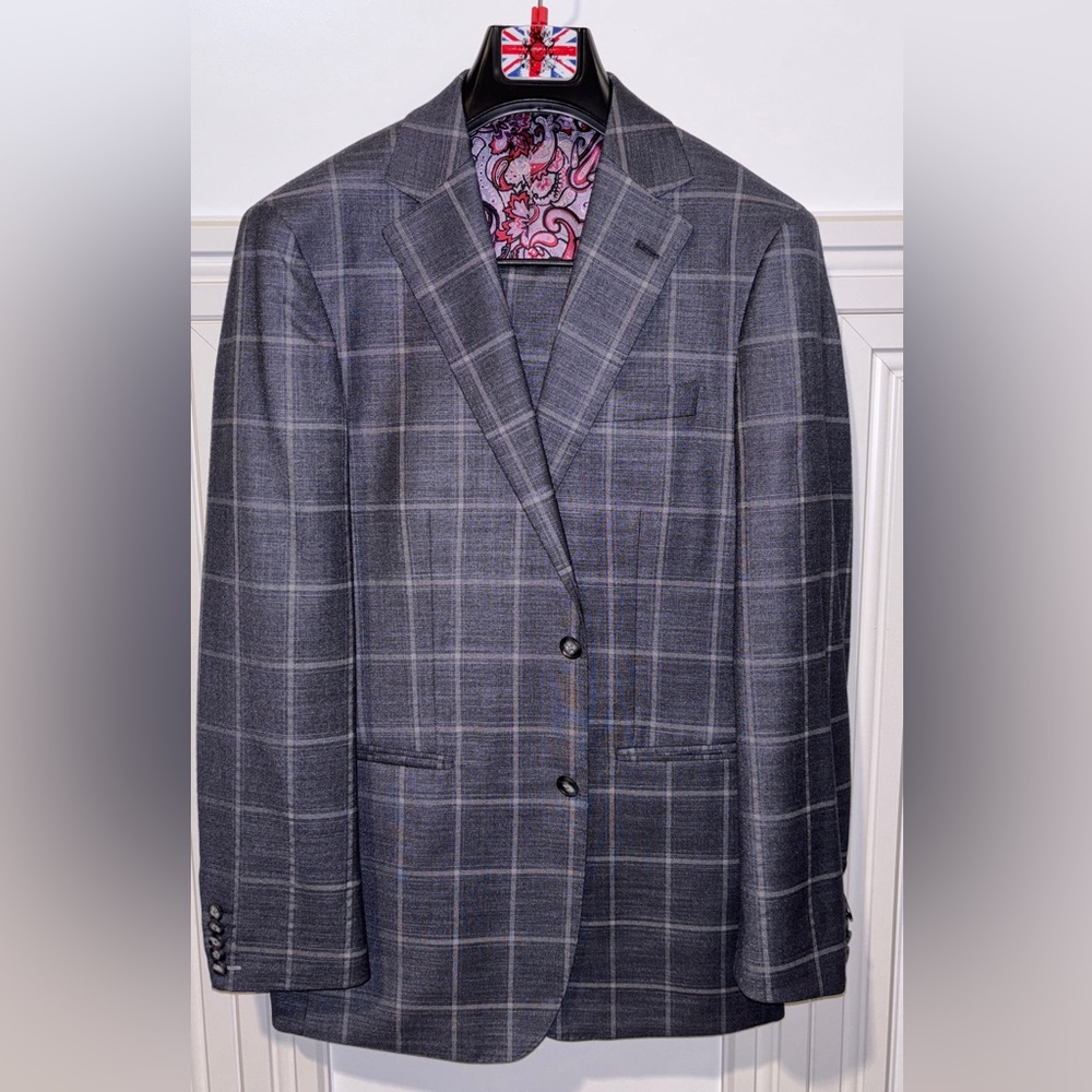 Men's Gray Checkered Suit